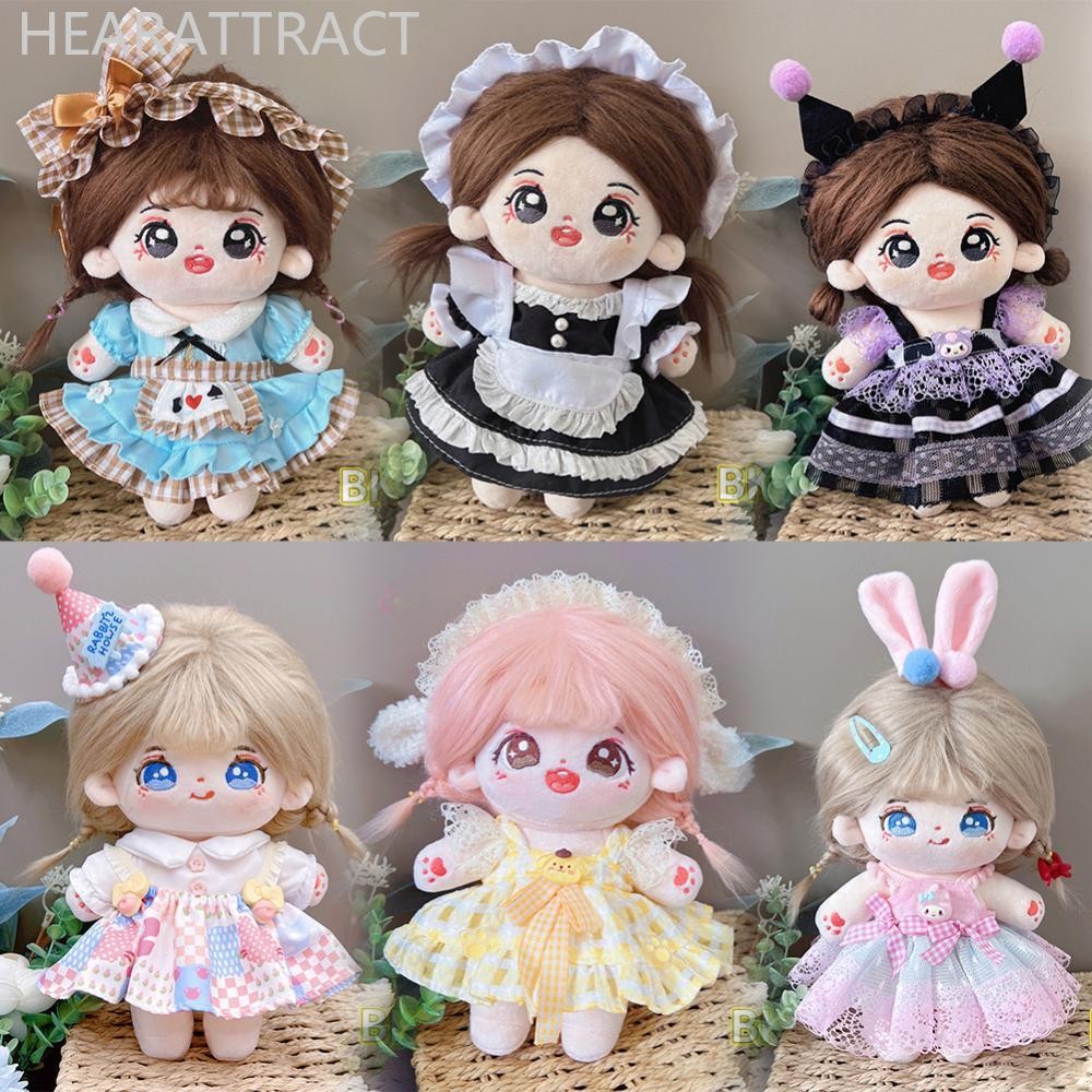 Hearattract 20 ซม.ผ้าฝ้ายตุ๊กตาการ์ตูนตุ๊กตาชุดเปลี่ยน Lolita ชุดเล่น House อุปกรณ์เสริม Mini เสื้อผ้า B5R4