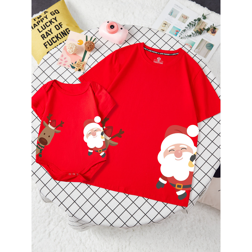พร้อมส่ง&COD RINA STUDIO Christmasday ฤดูร้อนเสื้อผ้าแขนสั้นพ่อแม่ลูก#2