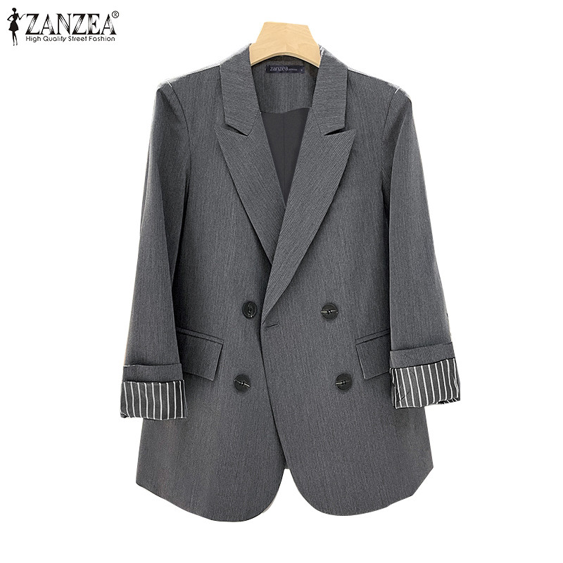 Zanzea เสื้อคลุมคาร์ดิแกนแขนยาวคอปกลําลองเกาหลีสําหรับผู้หญิง