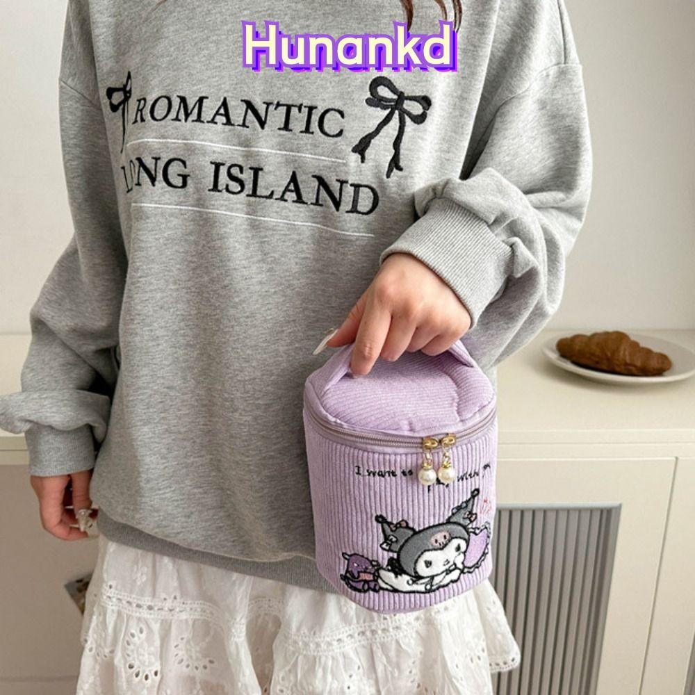 Huan Kuromi Bucket Bags, Corduroy Large Capacity Cartoon Handbag, Plush Bucket Bags