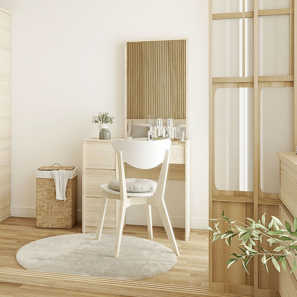 SB Design Square โต๊ะเครื่องแป้งแบบนั่ง รุ่น Hakone สีไม้อ่อน (85 x 45 x 166 ซม.)  แบรนด์ KONCEPT FU