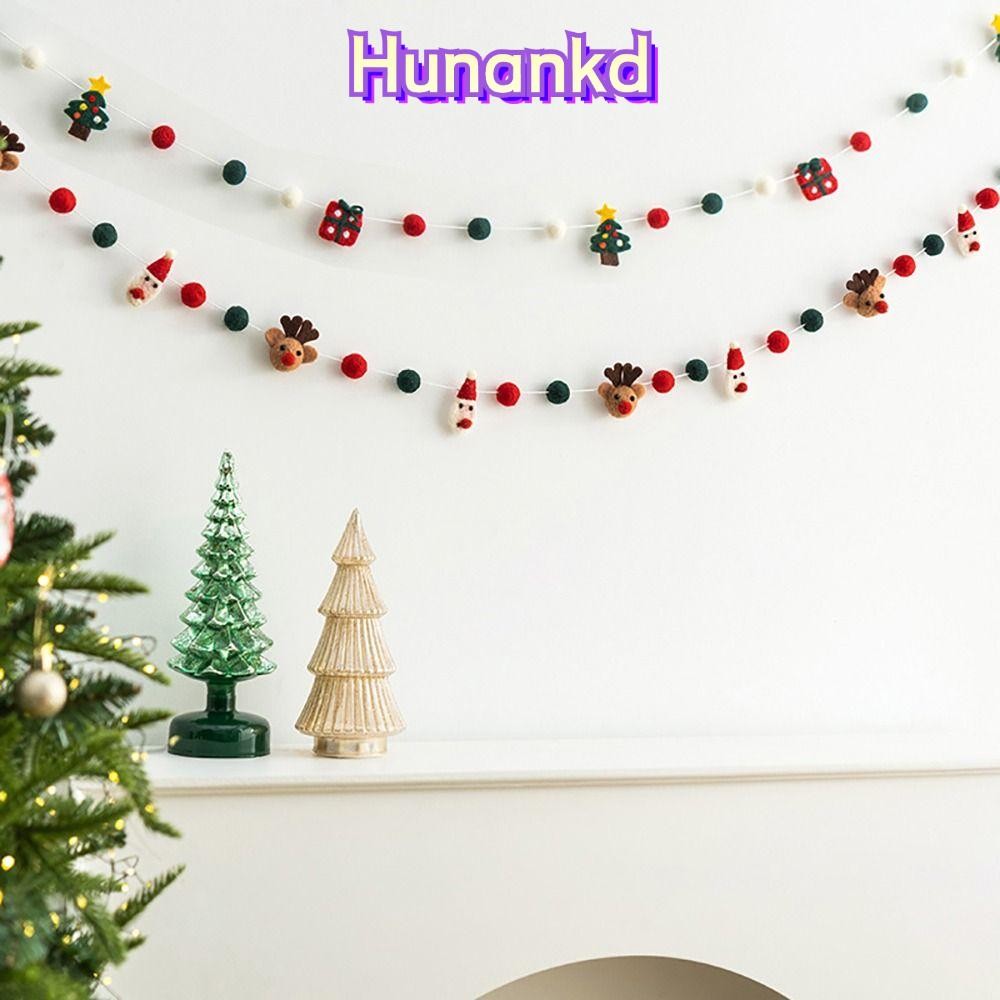 Hunan แบนเนอร์คริสต์มาส, แขวน Bunting Merry Christmas พวงมาลัยคริสต์มาส, เครื่องประดับคริสต์มาสสักหลาดแบบใช้ซ้ําได้