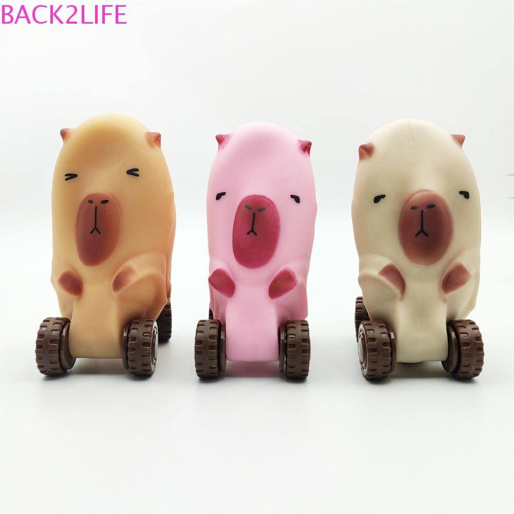 Back2life Capybara ของเล่นบีบ, รถยืดพร้อมล้อ Capybara Fidget ของเล่น, ความแปลกใหม่ความยืดหยุ่นสูงฟื้นตัวช้านวดน่ารักหยิกของเล่นเด็กตุ๊กตาหากิน