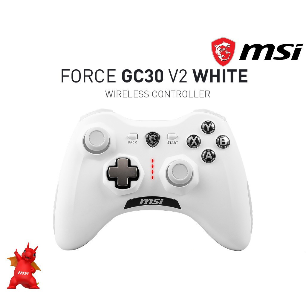 MSI FORCE GC30 V2 WHITE Controller Joystick gaming (Wired USB + RF Wireless, 212g, Cable 2m) ประกันศ