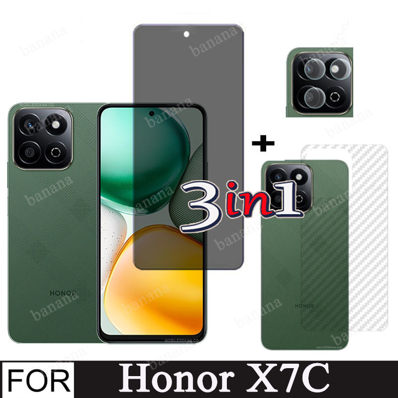 Honor X7C Matte PrivacyกระจกนิรภัยสําหรับHuawei Honor X7A X7B X8B 3 ใน 1 เลนส์กล้องกระจกProtector + 