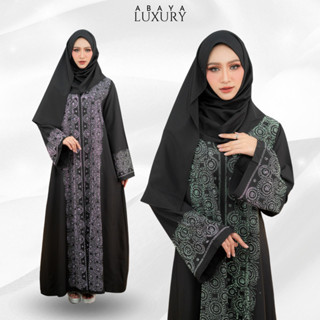 ชุดเดรสสีดำพร้อมฮิญาบ ชุดคลุมสำหรับสตรีมุสลิม เรียบง่าย ปกปิ…