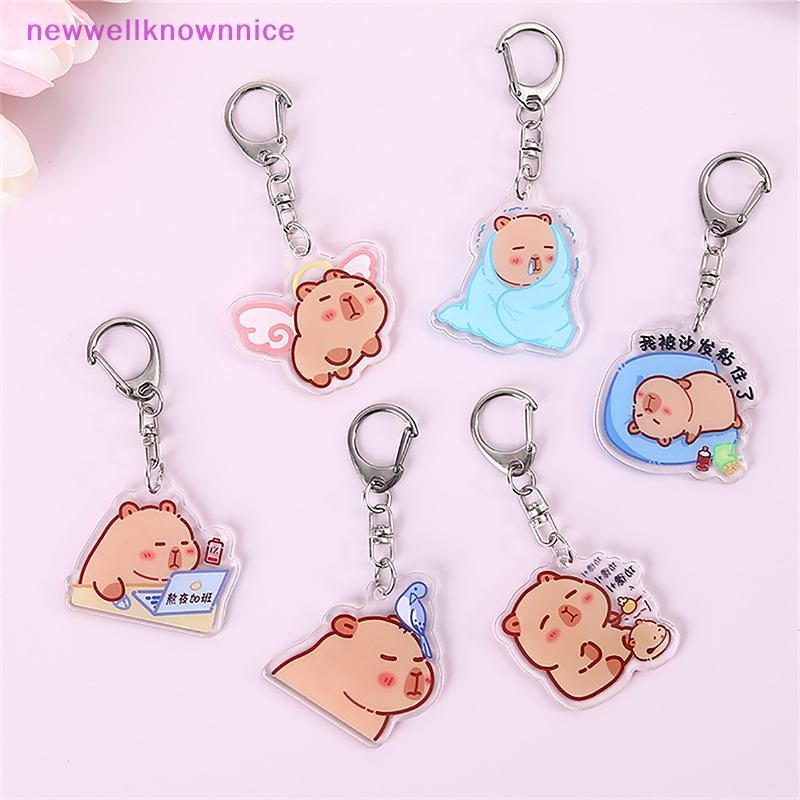 Newwellknownnice Creative ตลก Capybara พวงกุญแจสัตว์น่ารักอะคริลิคพวงกุญแจรถ Ch กระเป๋าจี้กระเป๋าเป้สะพายหลังอุปกรณ์ตกแต่งของขวัญ TH