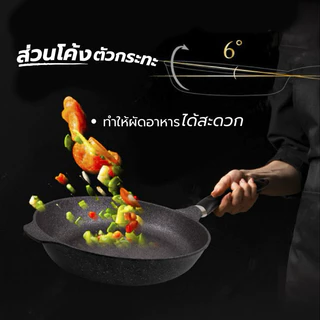 M KITCHEN กระทะ กระทะเคลือบหินอ่อน Premium Inoble เกาหลี ขนาด 24/28/30 ซม กระทะไม่ใช้น้ำมัน ฟรีตะหลิวไม้ (A4)
