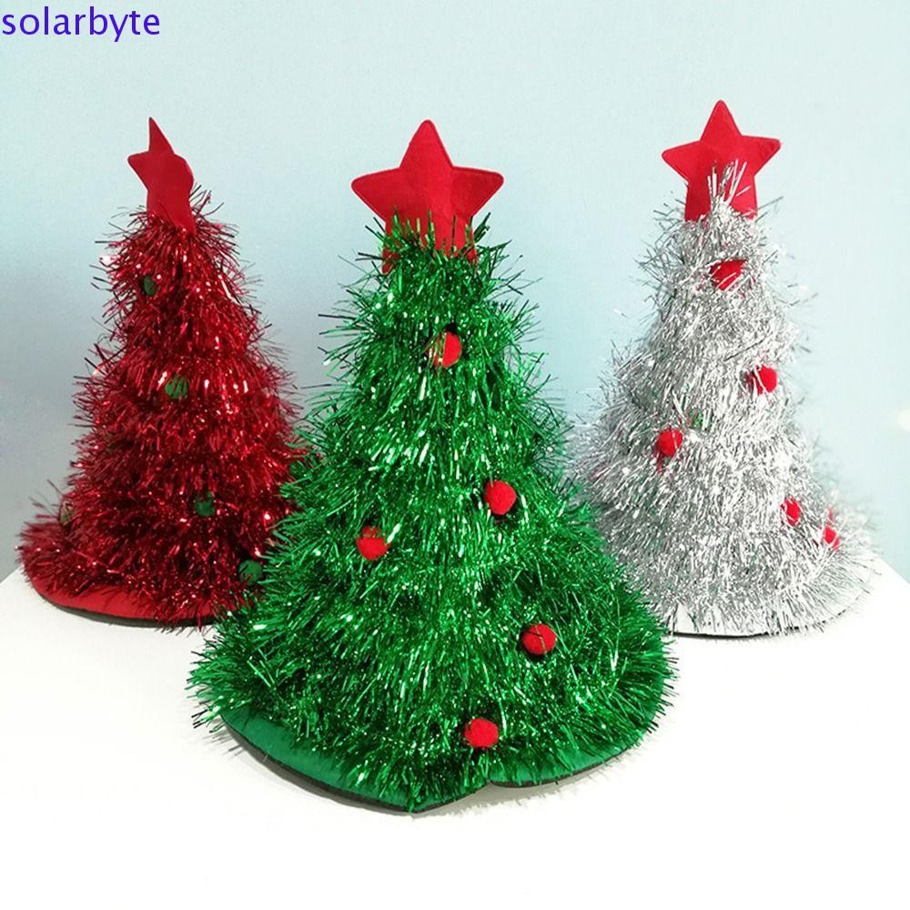Solarbyte หมวกคริสต์มาส Happy Christmas คอสเพลย์เครื่องแต่งกาย Soft Plush Ball Star ผ้าไม่ทอ Rain Silk สําหรับของขวัญเด็ก Xmas เครื่องประดับ