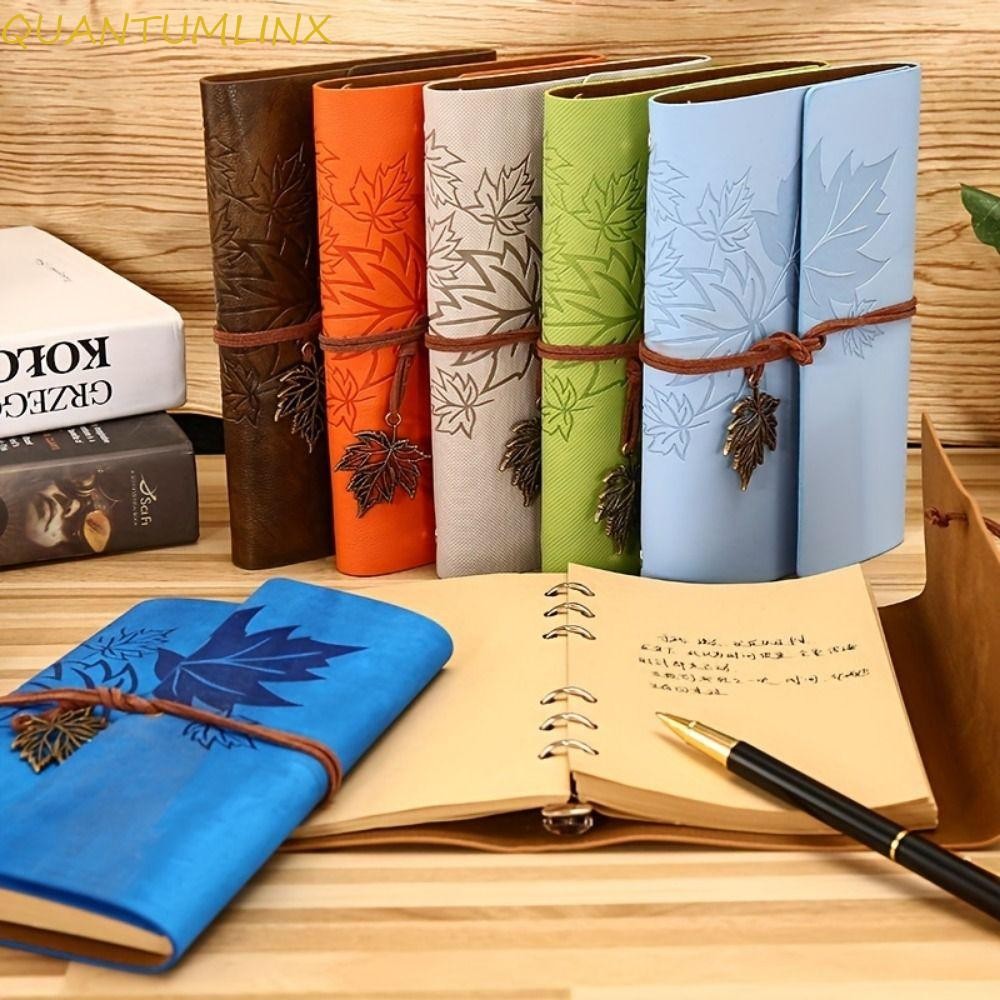 Quantuml Travelers Vintage Notebook, A7/A6/A5 PU หนัง PU คราฟท์โน้ตบุ๊ค, Retro คู่มือกระดาษคราฟท์หลวม Leaf Binder Spiral Notebook Journal Diary