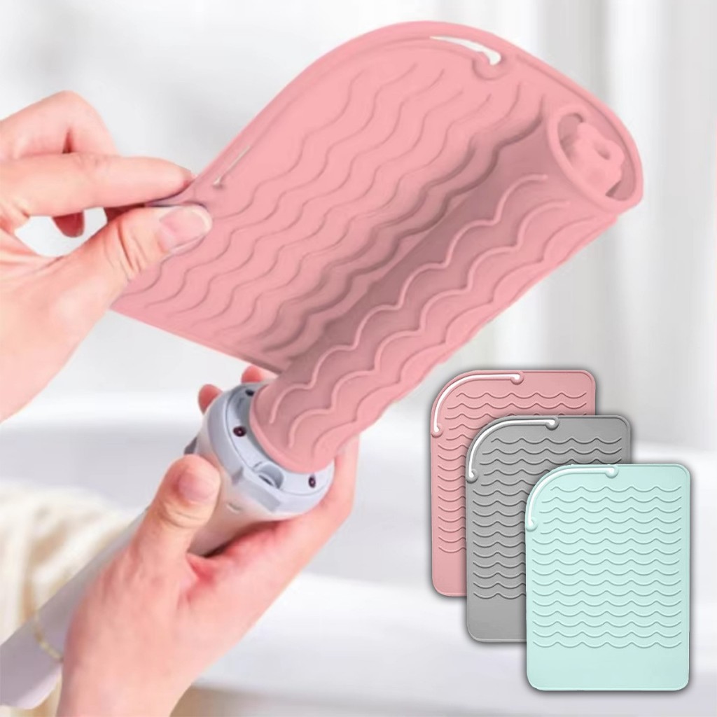 แผ่นซิลิโคนรองที่หนีบผม ทนความร้อน  ม้วนเก็บได้ สําหรับที่หนีบผมตรง - รูปที่ 3