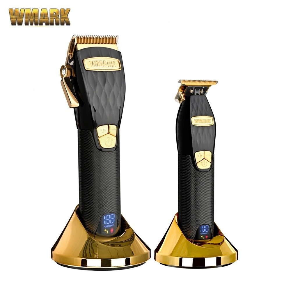WMARK มาใหม่ 5 ความเร็ว NG-2032 2033 ปัตตาเลี่ยนไร้สายใบมีดไฟฟ้า LCD Di Trimmer