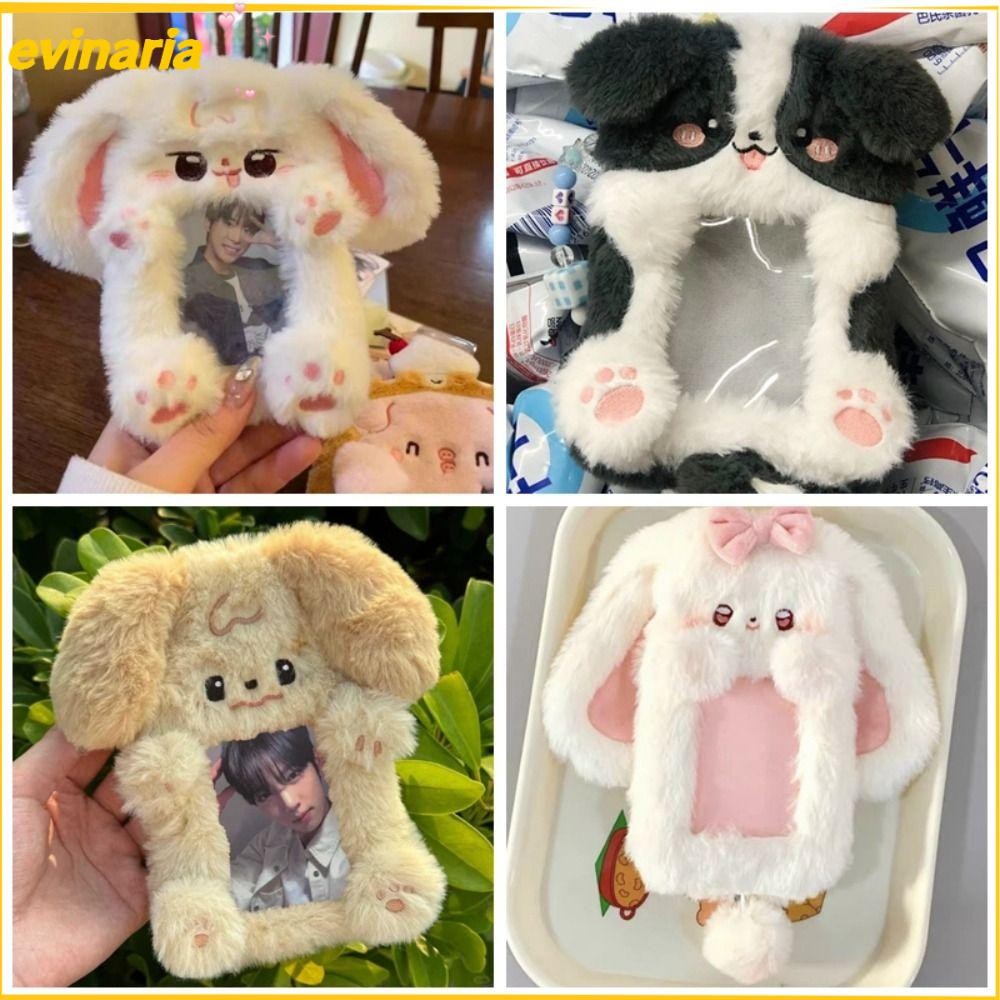 ที่ใส่บัตรภาพถ่าย EVINARIA, กระต่ายหูใหญ่/Border Collie Plush Photocard , นักเรียนการ์ดมัลติฟังก์ชั่นคุณภาพสูง