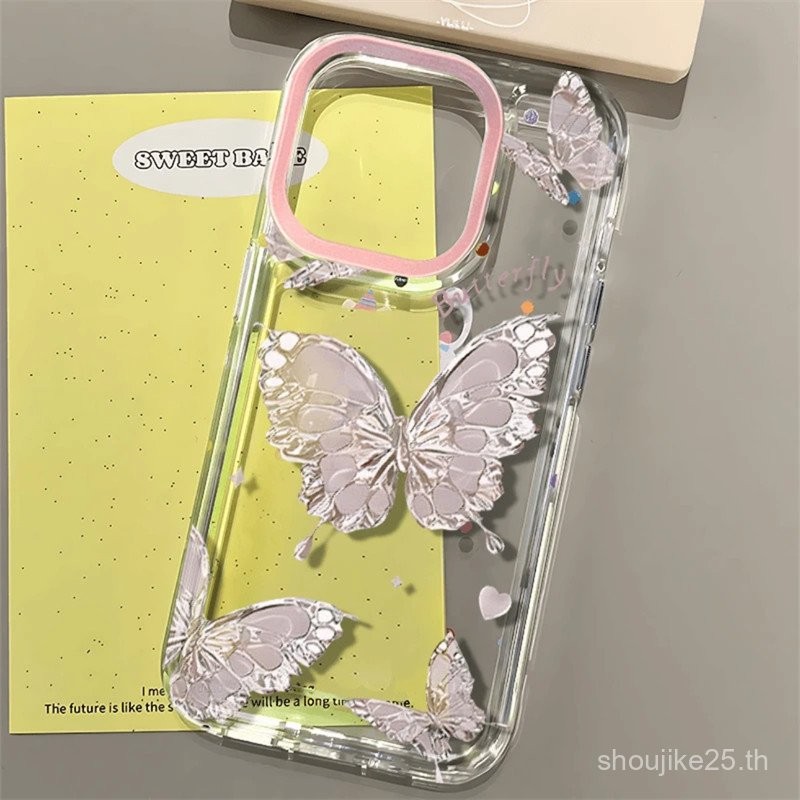ลายผีเสื้อ INS เคสโทรศัพท์ไอโฟนสำหรับ iphone16/15 14นิ่ม13/12Pro เคสพื้นที่ขนาดใหญ่ XR/XS