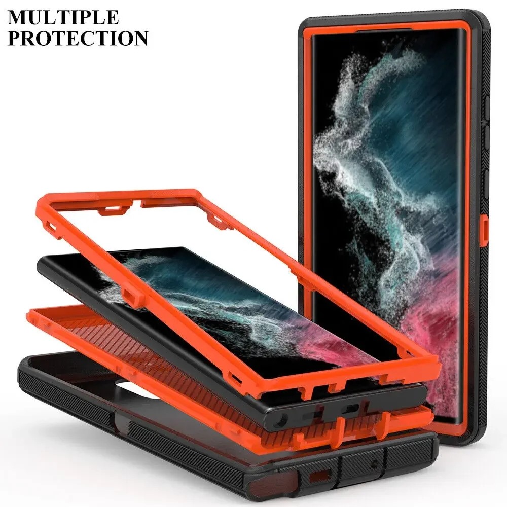 ใหม่ 3 ใน 1 สําหรับ Samsung Galaxy S22 S21 S20 S23 S24 Ultra S10 PLUS หมายเหตุ 20 10 9 8 Heavy Duty เกราะกันกระแทกกันฝุ่นเคสโทรศัพท์