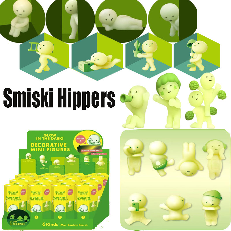 Smiski Hippers โทรศัพท์ Smiski Glow in The Dark Smiski Living Cheers ย้ายของเล่นตกแต่ง