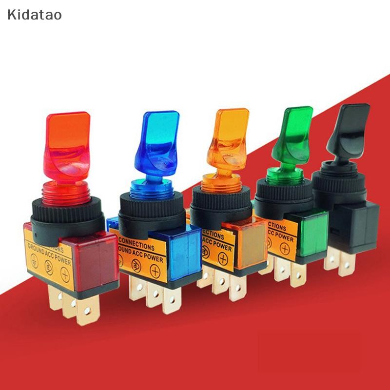Kidatao 12V LED Toggle Switch 3-Pin 10A 3-Pin ASW-14D ด้ามสั้นพร้อมไฟ LED ใหม่
