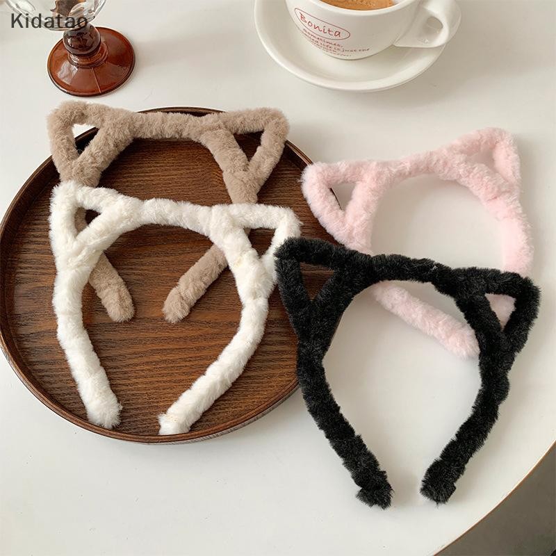 Kidatao หูแมวตุ๊กตาฤดูหนาว Furry กระต่ายหู Hairband ผมน่ารัก Bundle Furry หวานล้างหน้าสาวหัว Hoop อุปกรณ์เสริมผมใหม่