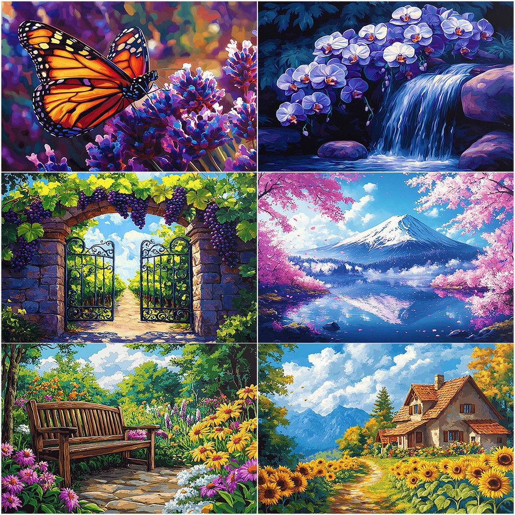 ลอยไป ระบายสีตามตัวเลข เถาวัลย์ ภาพวาดผ้าใบตามจํานวนภาพสีน้ํามันดิจิตอลโดยตัวเลขตกแต่งบ้าน