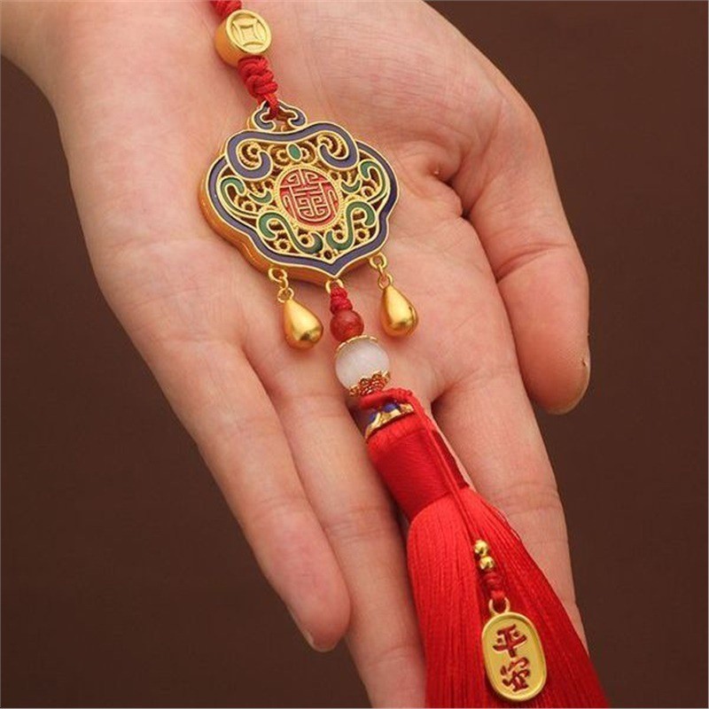 จี้รถภายในจี้ High-End ปลอดภัยกระจกมองหลังตกแต่งเคลือบที่มีสีสัน Ruyi Original Handmade
