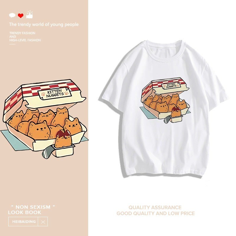 COD (ส่งจากกรุงเทพ)BOOM Shop（จัดส่งตลอด 24 ชั่วโมง）เสื้อยืด oversize，ตลกน่ารักการ์ตูนพิมพ์เสื้ อยืดแขนสั้น cotton 100