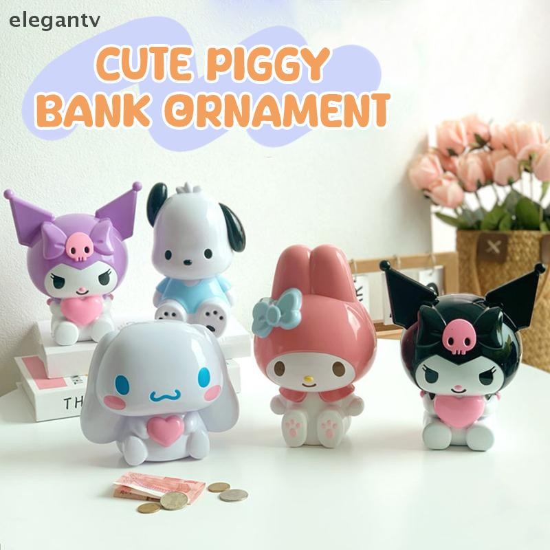 Egn Sanrio Piggy Bank Kuromi My Melody Cinnamoroll เดสก์ท็อปเครื่องประดับตกแต่งกล่องเก็บเหรียญเด็กคริสต์มาสของขวัญปีใหม่ N