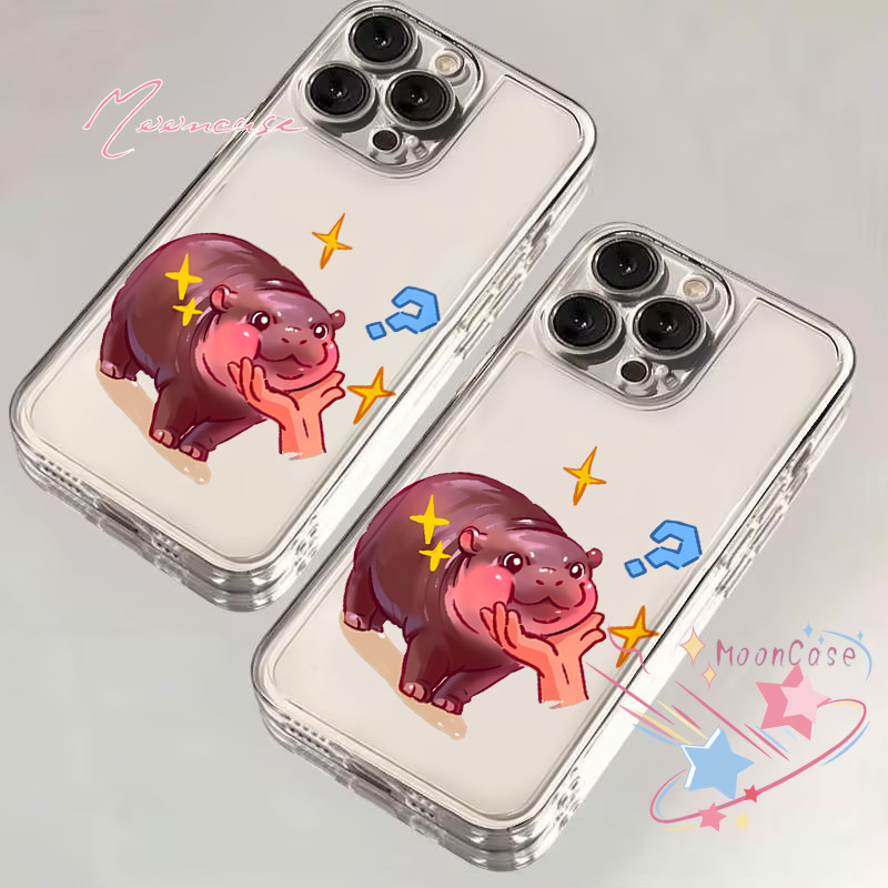 ร้อน เปล่งประกาย Moo Deng เคสไอโฟน11 สำหรับ IPhone 13 11 16 14 12 15 Pro Max XR X XS Max 8 7 Plus SE 2020 เรียบง่าย เคส