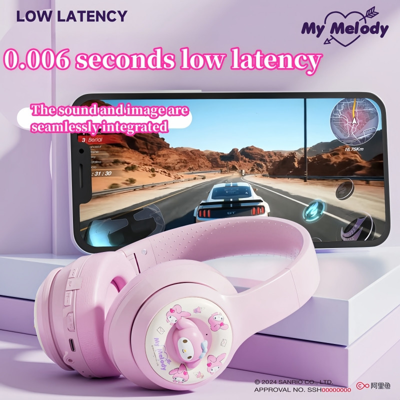 Sanrio ชุดหูฟังบลูทูธไร้สาย My Melody Kuromi HIFI+70H Wireless Headphones ลดเสียงรบกวน RGB 5.4 นของขวัญสาว Headphones