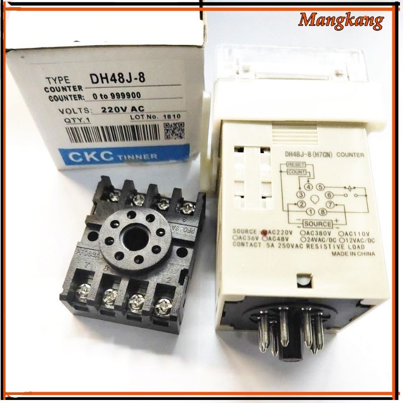 ของใหม่! DH48J-8 เคาน์เตอร์ดิจิตอล(0-9999) พร้อม socket กระแส 5A 250VAC มี 12V 24V 220V