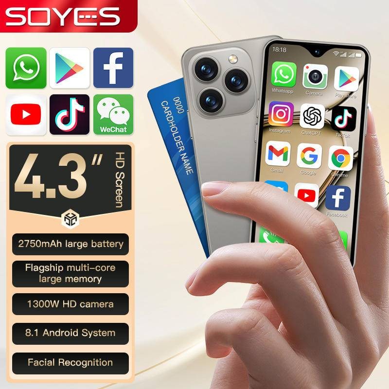 Soyes XS18 Pro Max 4G มินิสมาร์ทโฟน Android 8.1 4.3 นิ้ว 2GB + 16GB 2750mAh โทรศัพท์ขนาดกะทัดรัดบลูทูธ WIFI Type-C รองรับ