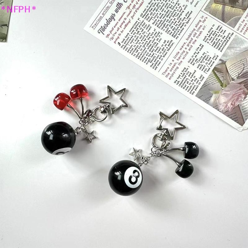 Nfph>แฟชั่น 8 Ball Fruit Cherry Star พวงกุญแจอุปกรณ์เสริมโทรศัพท์ Y2K Handmade Creative 8 Ball Cherr