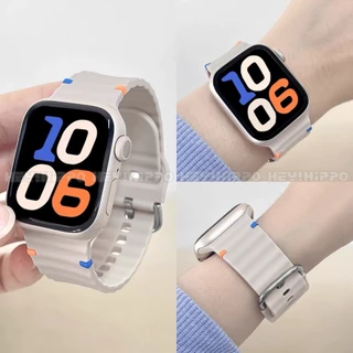 สายซิลิโคนคลื่นเหมาะสําหรับสมาร์ทวอทช์ซีรีส์ 10/9/8/7/6/5/SE/4/3 การออกแบบที่ตัดกันเหมาะสําหรับ iwatch 49/46/45/44/42/41/40/38 มม.