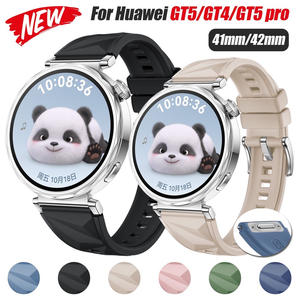 18 มม.ซิลิโคนสร้อยข้อมือสตรีสําหรับนาฬิกา HUAWEI GT5 GT4 41 มม.หรูหราสายรัดสําหรับ HUAWEI GT5 Pro 42 มม.ปุ่ม Snap release สายรัดข้อมืออย่างรวดเร็ว