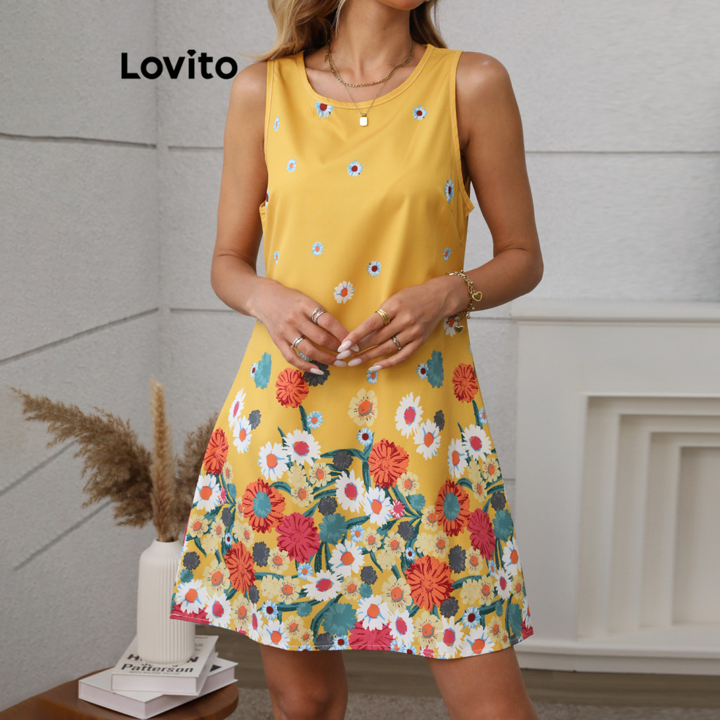 Lovito ชุดดอกไม้โบโฮสำหรับผู้หญิง LBL17617