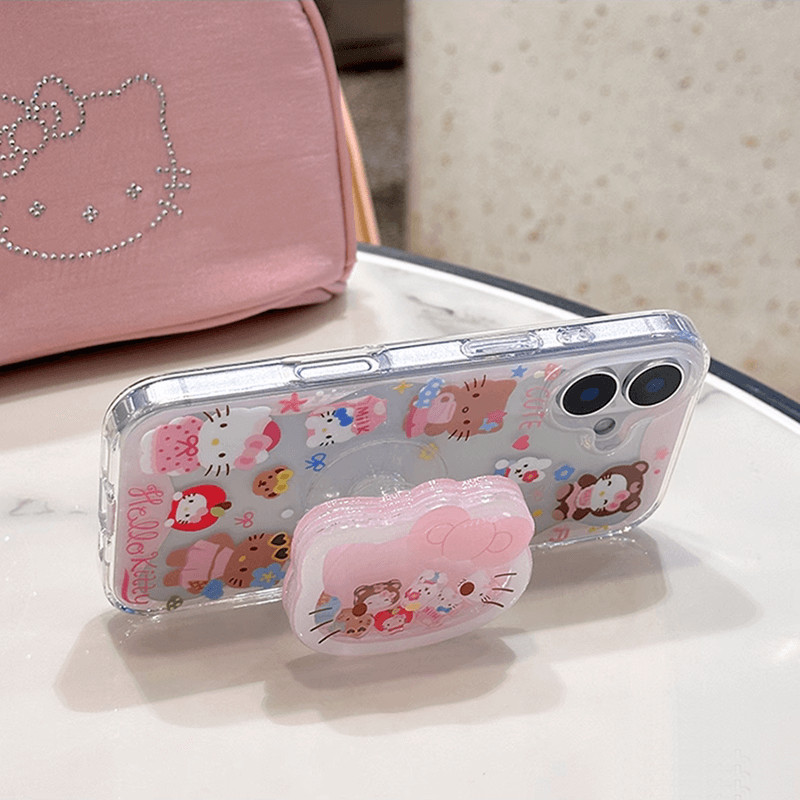 เคส Beautiful Super Cute Kitty for OPPO Reno 14 14F 13 12 F 12F 11 11F 5G A5 A3X A3 Pro 10 8Z 7Z A93 8T 6Z 5Z 6 Z 4F 4G 8 7 5F 5 6 Lite Cartoon Pink Small KT Bracket Stand Anti-fall Silione Soft Phone Case Fine Hole Lens Clear Back Cover TM 37 - รูปที่ 4