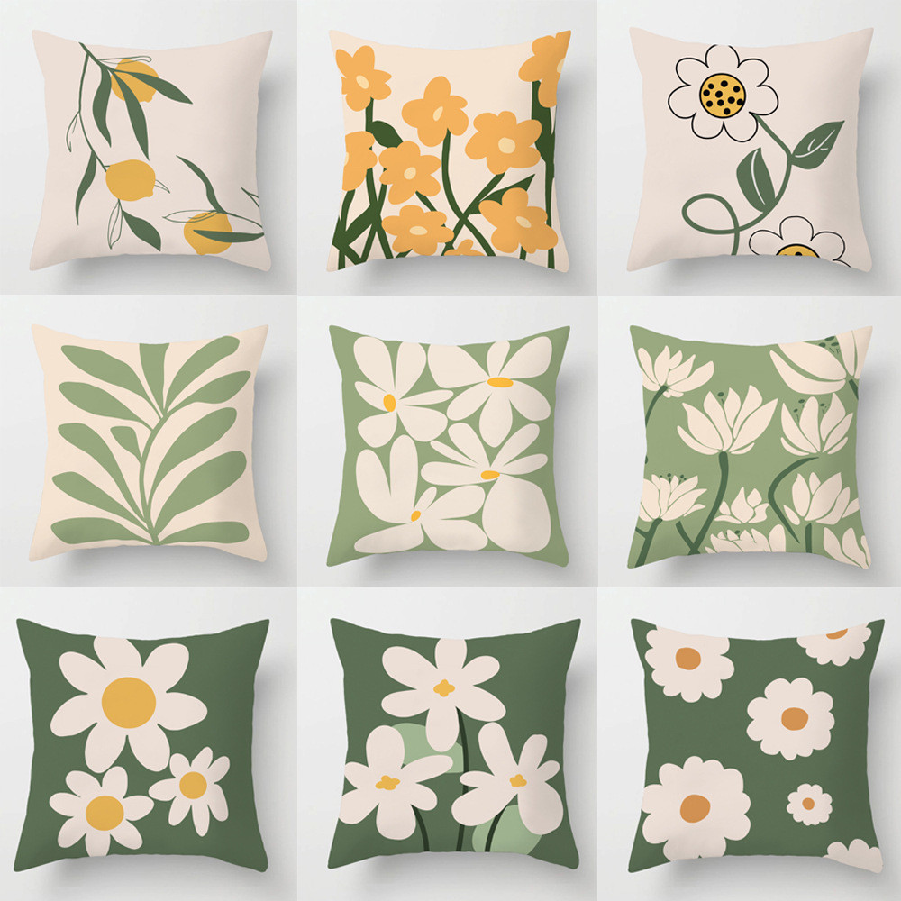 Nordic Simple Fresh Boho Plant หมอนโซฟาตกแต่งปลอกหมอนเอวเบาะรองนั่ง