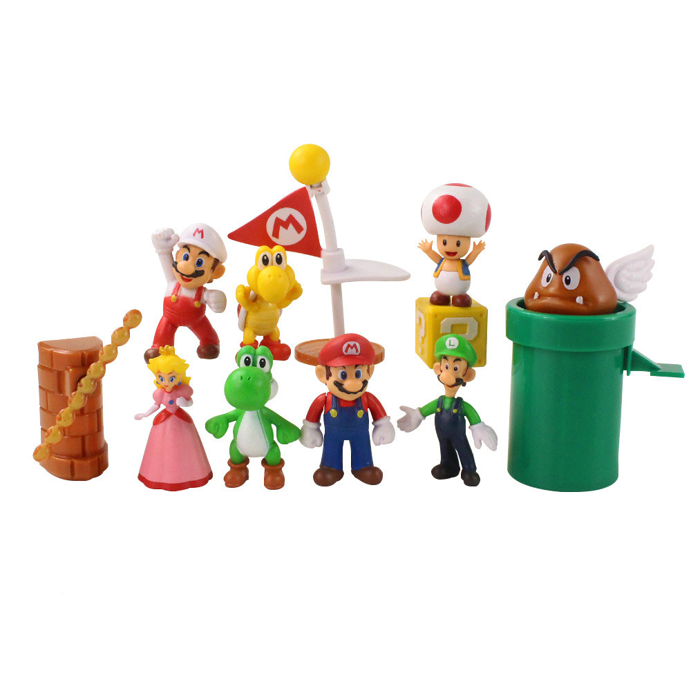 12 ชิ้น/เซ็ต 4-10 ซม. เกม Super Bros. Luigi Yoshi Toad Peach Koopa Goomba PVC Action Figures ตุ๊กตาคอลเลกชันของเล่นของขวัญ
