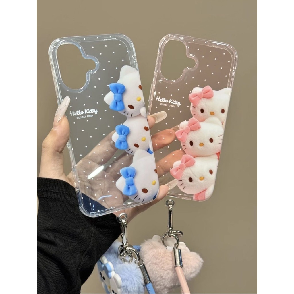สอบสวนลายจุดน่ารักสามแมวเหมาะสําหรับ ihone16promax เคสโทรศัพท์ Apple 15pro 14 สองชั้น 13/12/11 เคสกันกระแทก NOSH