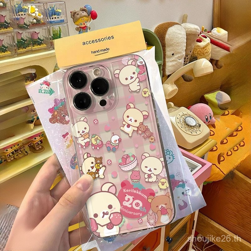 เคสใสลายหมีน่ารักสำหรับ Apple 16/15/14PROMAX เคสมือถือนิ่ม13/12 XR/X nric