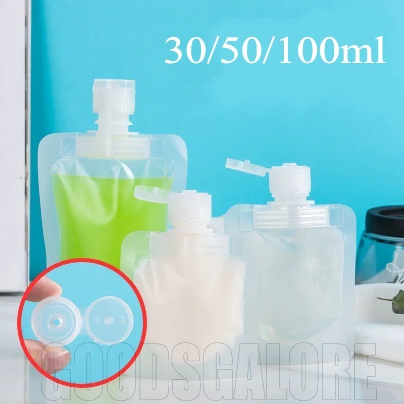 3ขนาดขวดเดินทางป้องกันการรั่ว30/50/100มิลลิลิตร,ภาชนะเครื่องสําอางเป็นมิตรกับสิ่งแวดล้อมที่มีหัวฉีดพลิกด้านบนสําหรับแชมพู/โลชั่น, TSA ได้รับการอนุมัติชุดแป้งที่ส