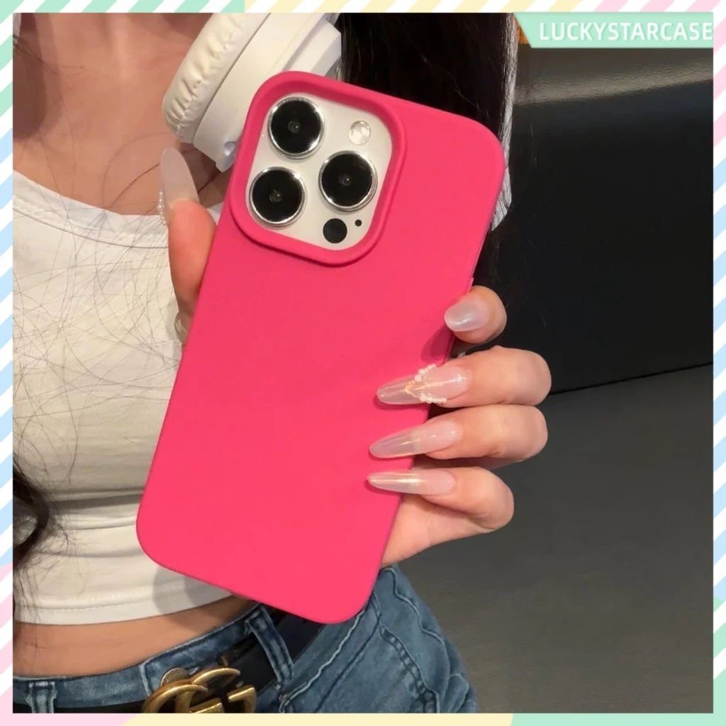 เคสโทรศัพท์ For iPhone 11 13 12 14 15 16 Pro Max 7 8 Plus XR XS X มาการอง เรียบง่าย สีทึบ ซิลิโคนอ่อนนุ่ม เคสกันกระแทก thumbnail 9