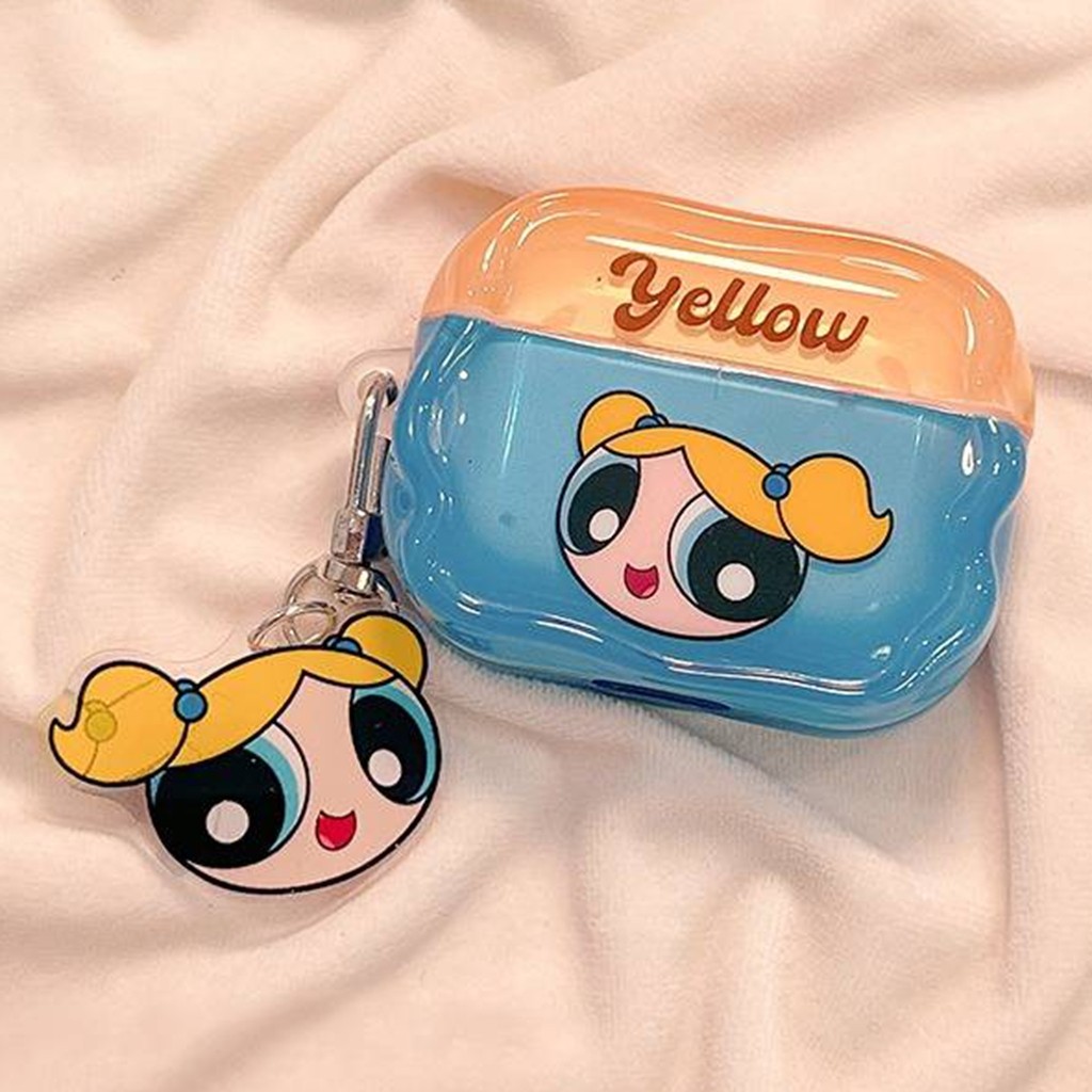 เคสหูฟังสําหรับ แอร์พอด 4 มือโปร 2 3 1การ์ตูนสีสัน พาวเวอร์พัฟ สาวคลื่นขอบนุ่ม ทีพียู กันกระแทกบลูทูธไร้สายหูฟังฝาครอบป้องกันเปลือกกับจี้ป้องกันการสูญ