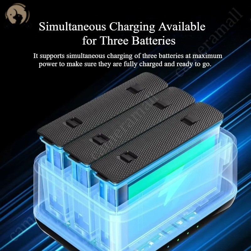 สําหรับ Insta 360 X4 2500mAh แบตเตอรี่ลิเธียมแบบชาร์จไฟได้, เครื่องชาร์จแบตเตอรี่ 3 ช่อง Amagisn