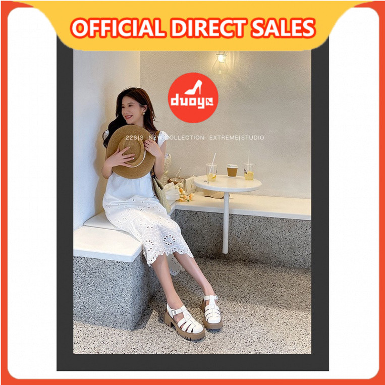 Duoya Factory รองเท้าแตะแพลตฟอร์ม หนังนิ่ม ส้นหนา สไตล์โรมัน แฟชั่นฤดูร้อน สําหรับผู้หญิง ส่งฟรี