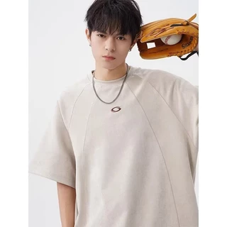 Eershenshi เทรนด์แฟชั่น American Suede เสื้อยืดแขนสั้นแฟชั่นไม่มีแบรนด์สไตล์ญี่ปุ่นเรียบง่ายใหม่