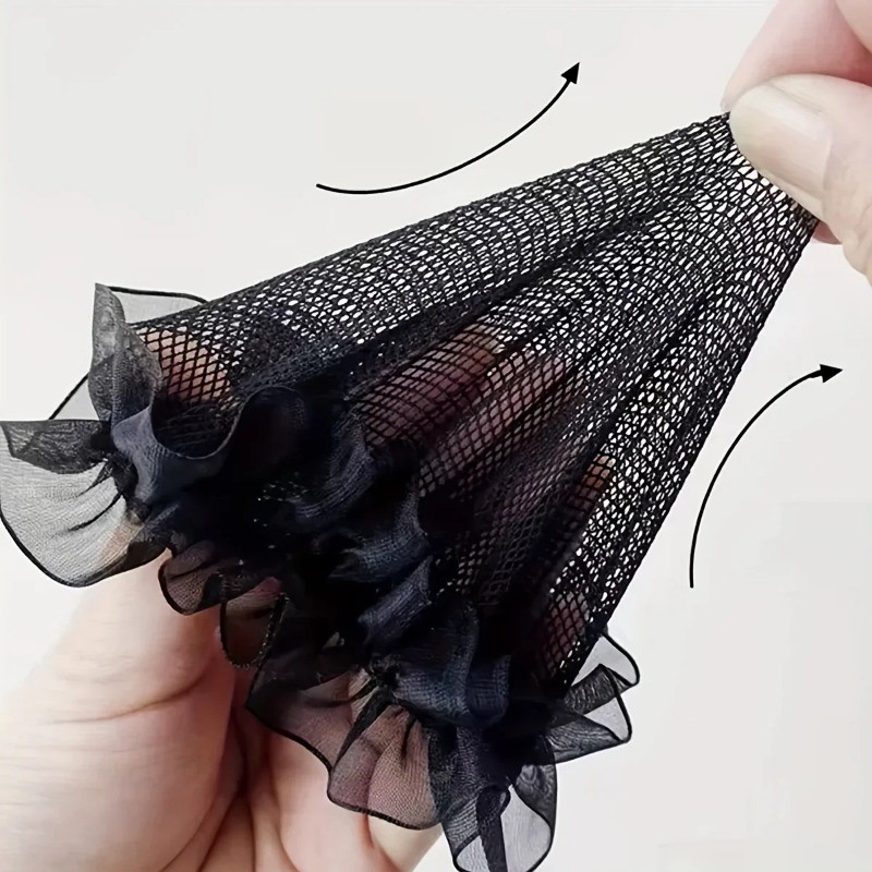 5ชิ้นที่มองไม่เห็นตาข่ายคลุมผมที่มีขอบลูกไม้ยืดหยุ่น-บัลเล่ต์เต้นรํา ชม. หูฟัง-ลูกชิ้นบอลหัวสุทธิ-สําหรับพยาบาล, นักบัลเล่ต์-เชือกเชือก เปาฟา สุทธิ-สีดําผมแห - รูปที่ 3