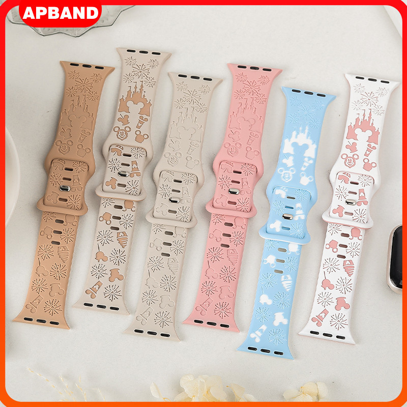 สายยางซิลิโคนพิมพ์ for Smartwatch IWatch Ultra/SE 3 2 49mm Apple Watch Series 11 10 9 8 7 6 5 46/45/44/42/41/40/38 มม