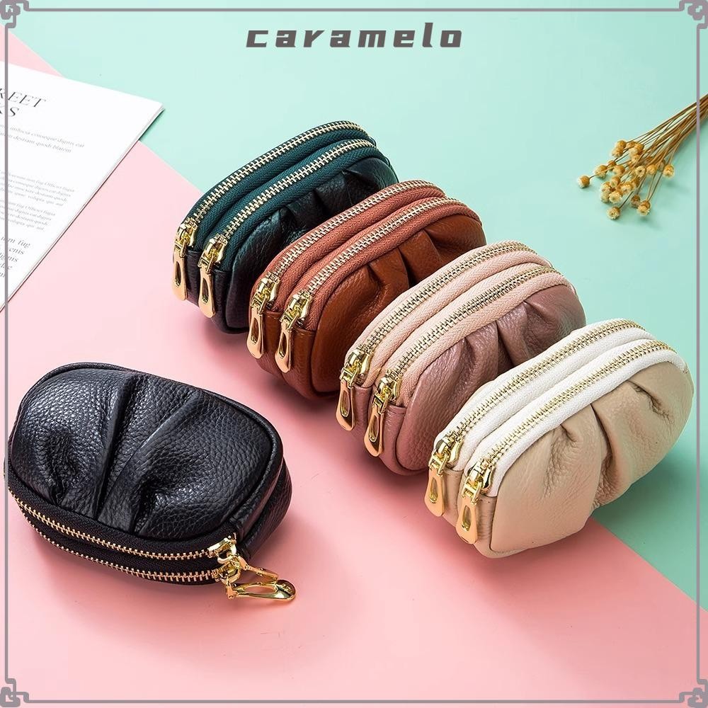 กระเป๋า CARAMELO กระเป๋าสตางค์มินิมัลติฟังก์ชั่น กระเป๋าคลัทช์สีทึบหนัง PU ทนทาน