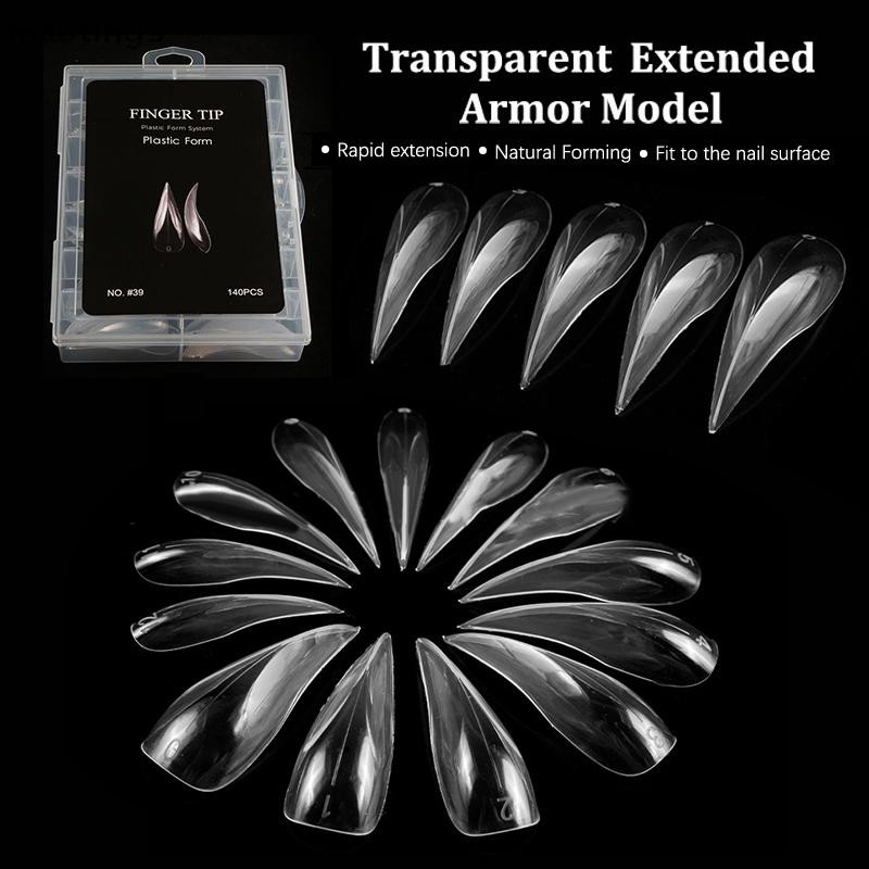 [ขายส่ง] 140 ชิ้น/กล่องโค้ง Stiletto 3d Eagle Claw รูปแบบเล็บคู่สําหรับเล็บ Extension Of Sculptural Full Cover เล็บแม่พิมพ์ []