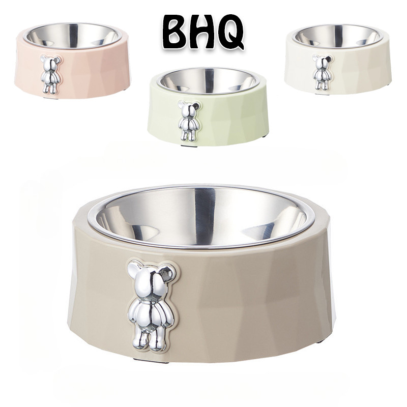 BHQ อาหารแมว ชามสเตนเลส ป้องกันคอ สําหรับสัตว์เลี้ยง ถอดแยกได้ สุนัข แมว